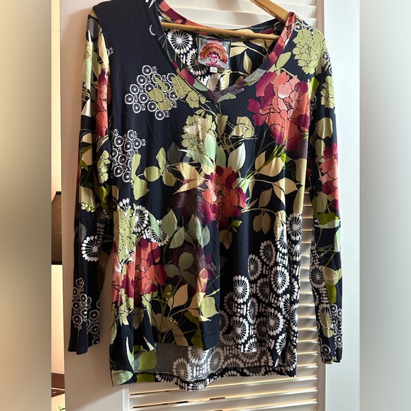 Johnny Was SIERRA floral Mixed Print Long Sleeve Tunic Top | Size M - Picture 2 of 6